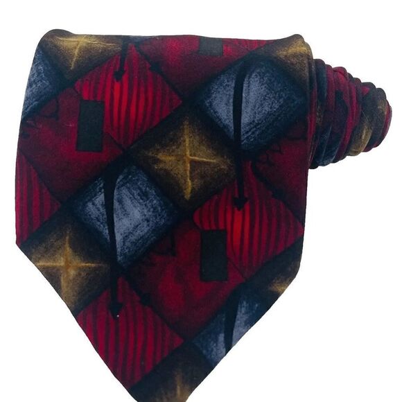 Jimmy V John Madden Collection Two Mens 100% Silk Necktie Stonehenge Made in USA - Picture 8 of 10